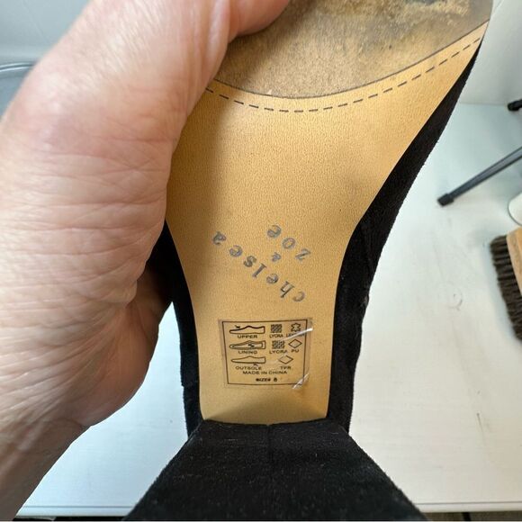 CHELSEA & ZOE Black Mid High Heeled Boots Size 8 - Picture 4 of 16